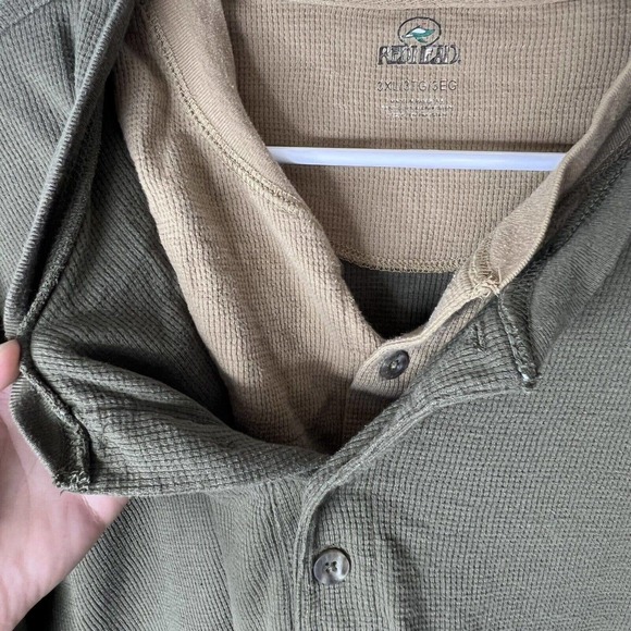 REDHEAD Mens Shirt 3XL Long Sleeve 1/4 Button Up Casual Outdoors Green/Brown - Picture 3 of 4